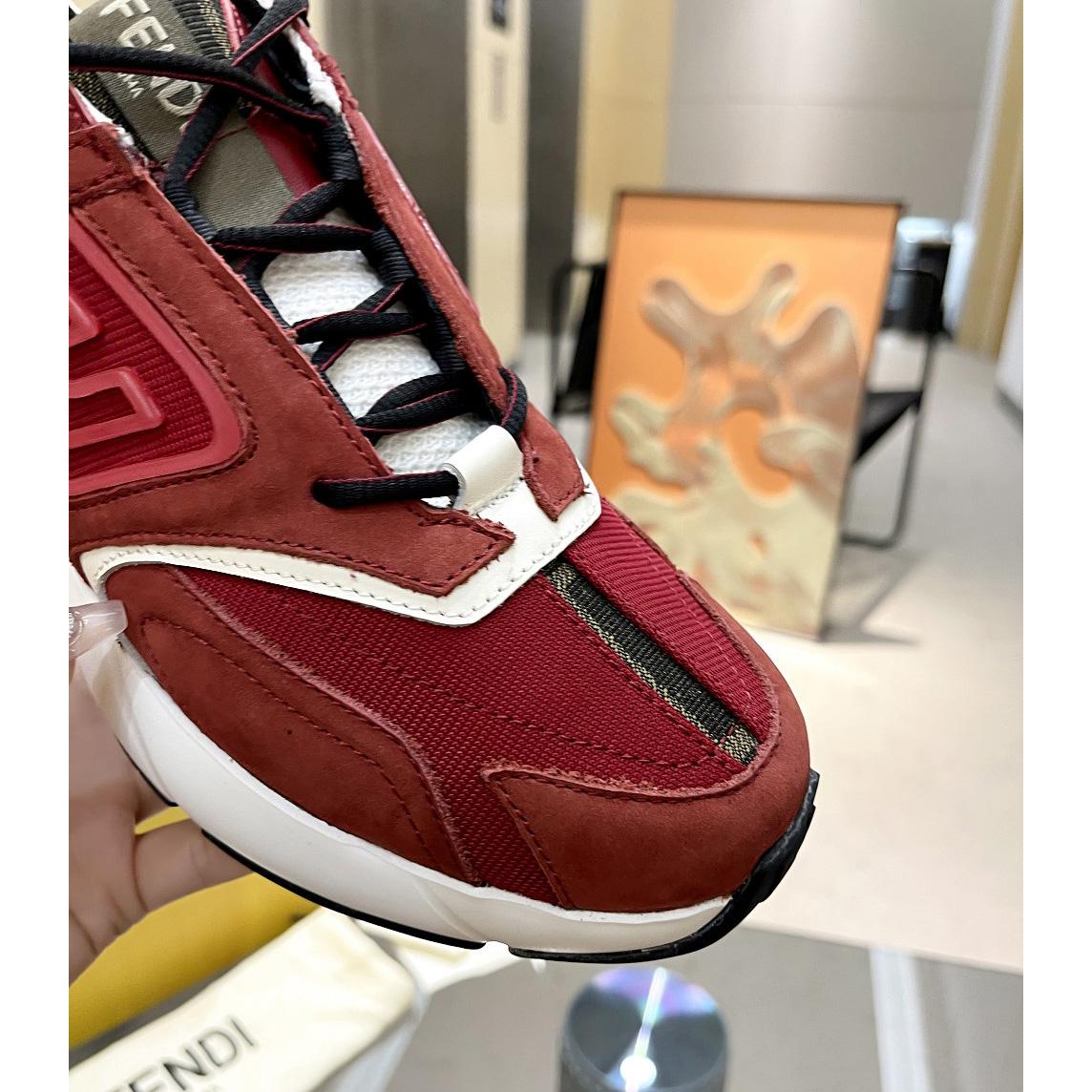 Fendi Faster Trainers Burgundy Nubuck Leather Low-Tops Sneakers - DopestKickz