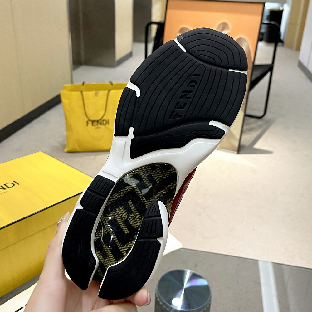 Fendi Faster Trainers Burgundy Nubuck Leather Low-Tops Sneakers - DopestKickz