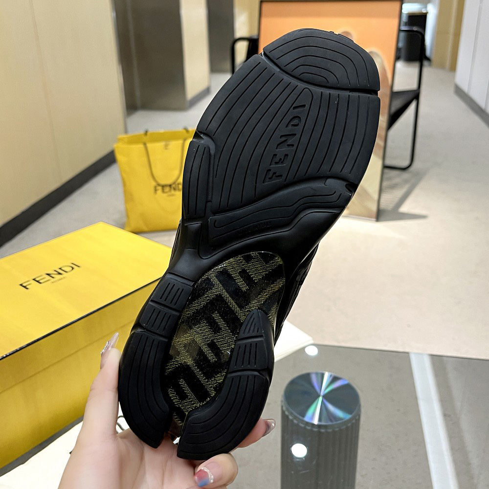 Fendi Faster Trainers Black Nubuck Leather Low-Tops Sneakers - DopestKickz