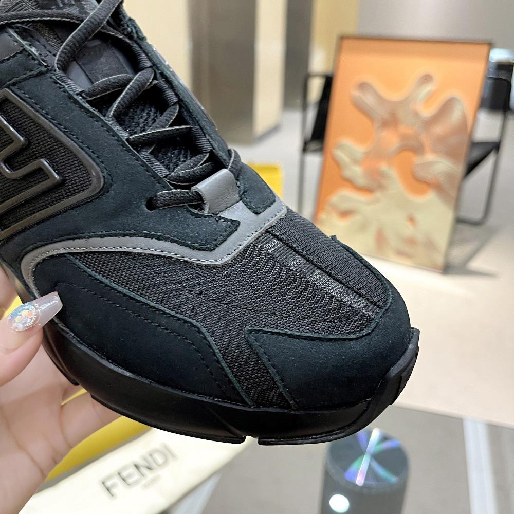 Fendi Faster Trainers Black Nubuck Leather Low-Tops Sneakers - DopestKickz