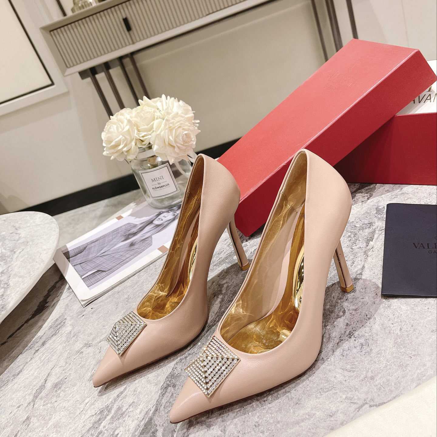 Valenti Garavani One Stud Pump With Crystals  100mm - DopestKickz