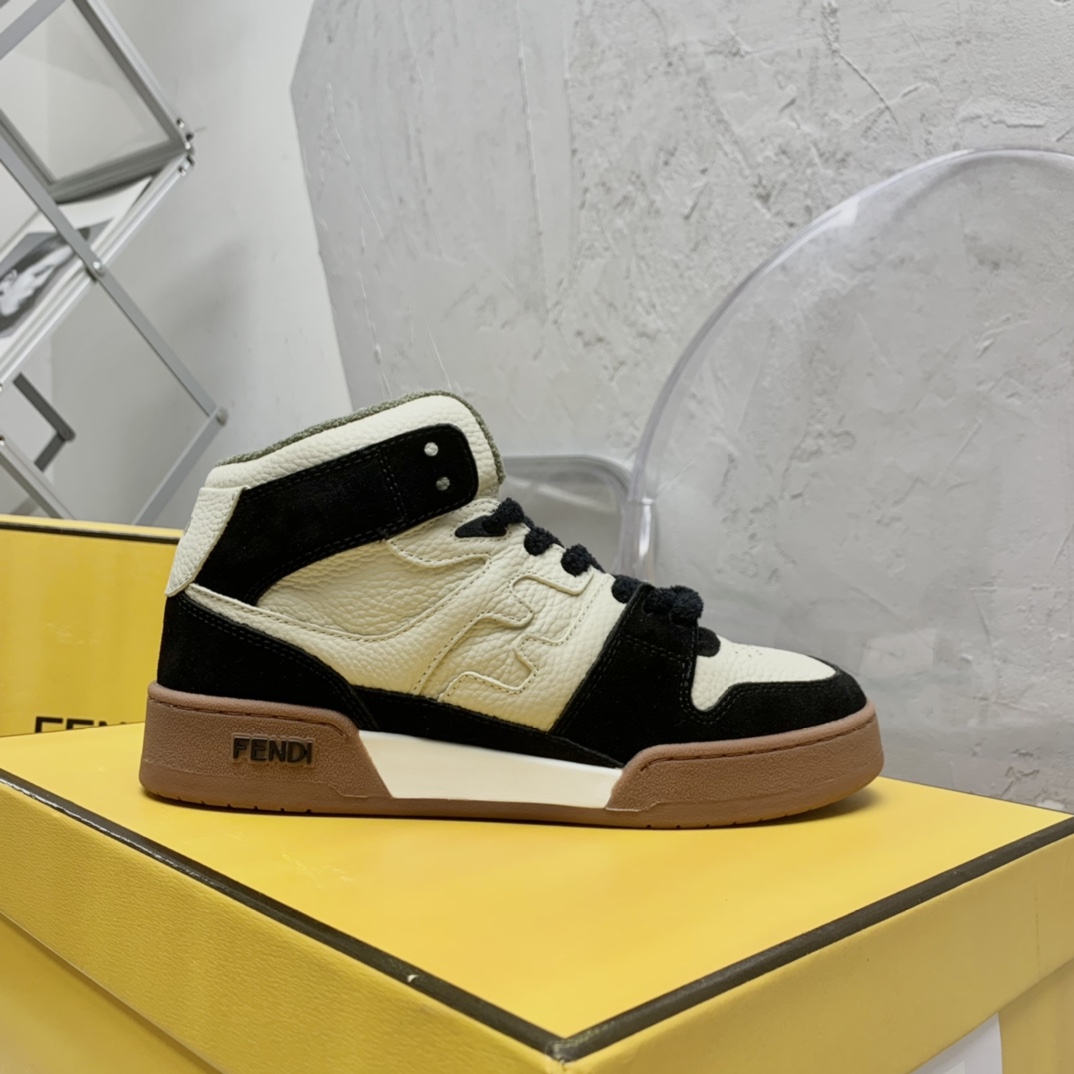 Fendi Match Black Leather High-Tops - DopestKickz