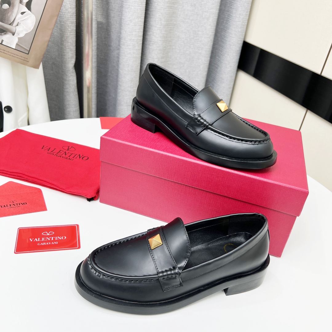 Valenti Roman Stud Brushed Calfskin Loafer 30mm - DopestKickz