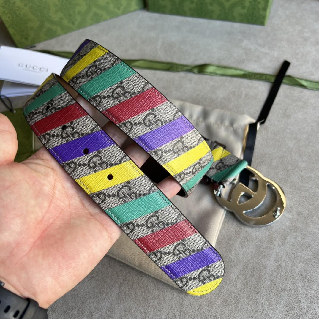 Gucci Striped Belt With Double G - DopestKickz