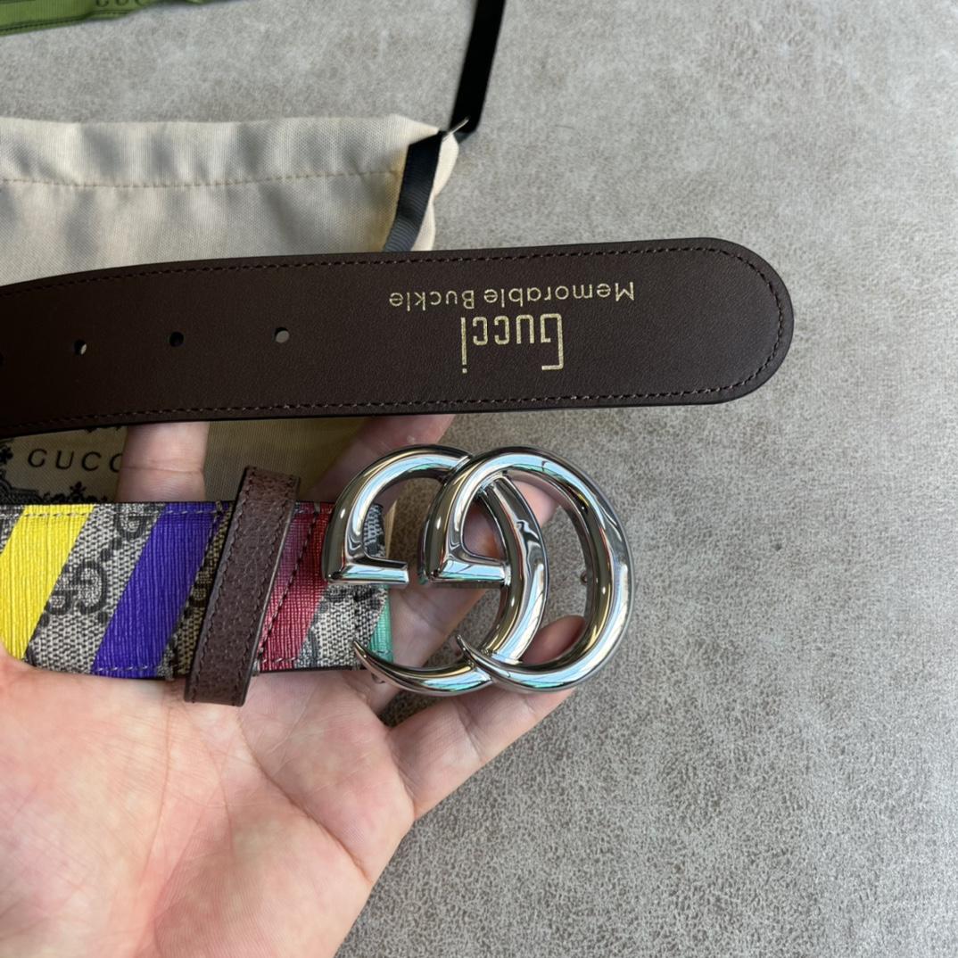 Gucci Striped Belt With Double G - DopestKickz