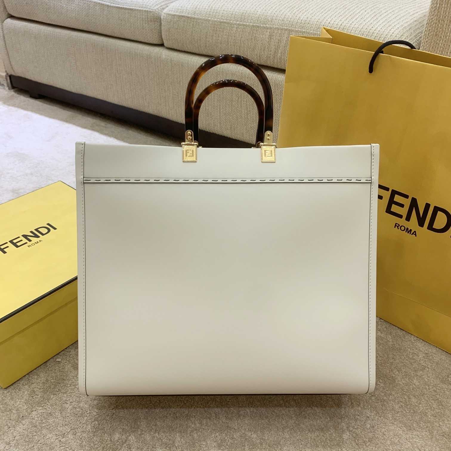 Fendi Sunshine Large White Leather Shopper(40-35-21cm) - DopestKickz
