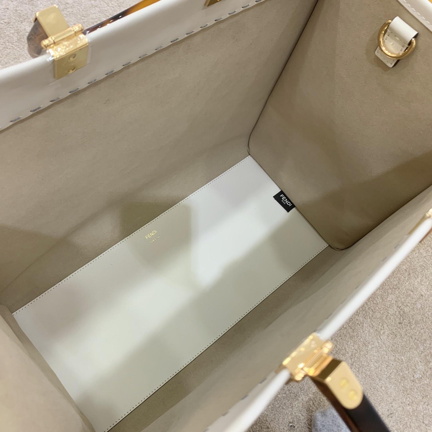 Fendi Sunshine Large White Leather Shopper(40-35-21cm) - DopestKickz