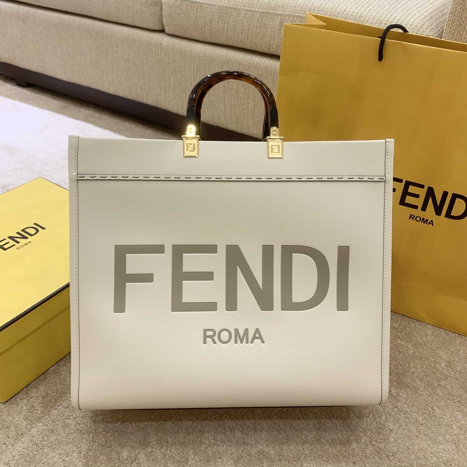 Fendi Sunshine Large White Leather Shopper(40-35-21cm) - DopestKickz