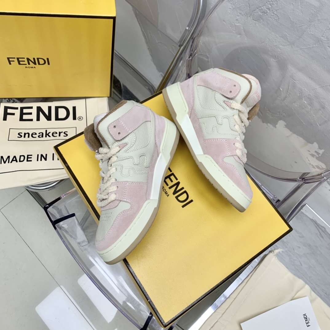 Fendi Match Black Leather High-Tops - DopestKickz