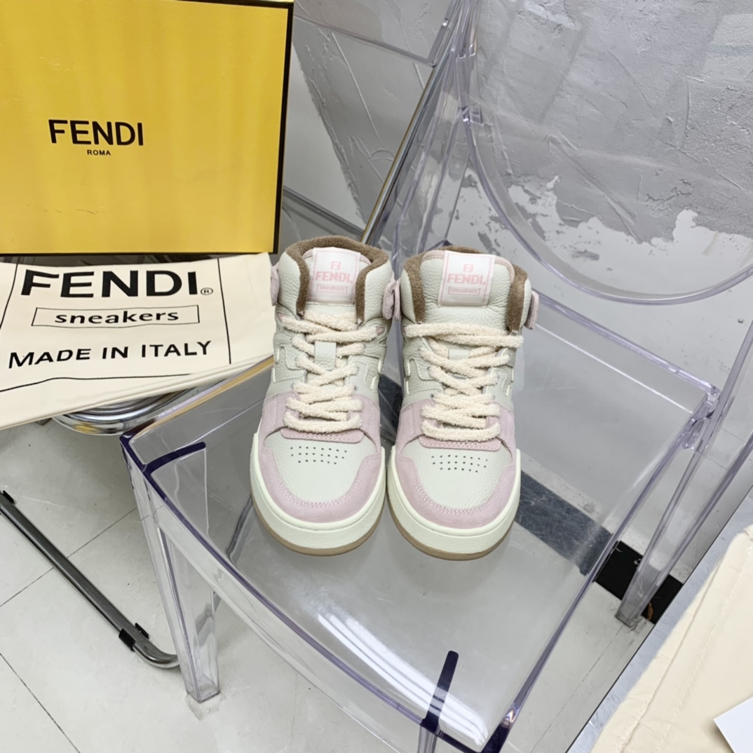 Fendi Match Black Leather High-Tops - DopestKickz