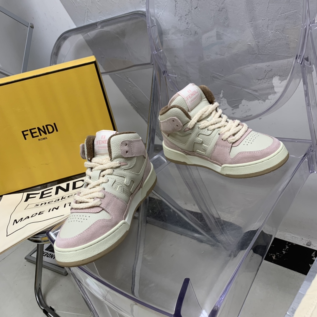 Fendi Match Black Leather High-Tops - DopestKickz