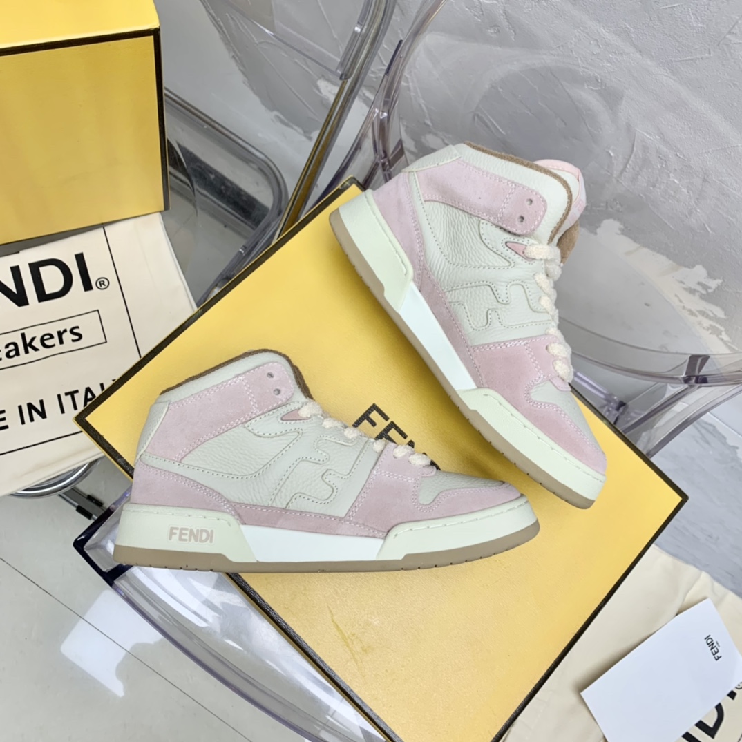 Fendi Match Black Leather High-Tops - DopestKickz