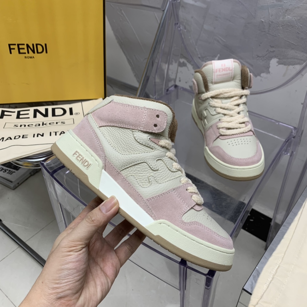 Fendi Match Black Leather High-Tops - DopestKickz