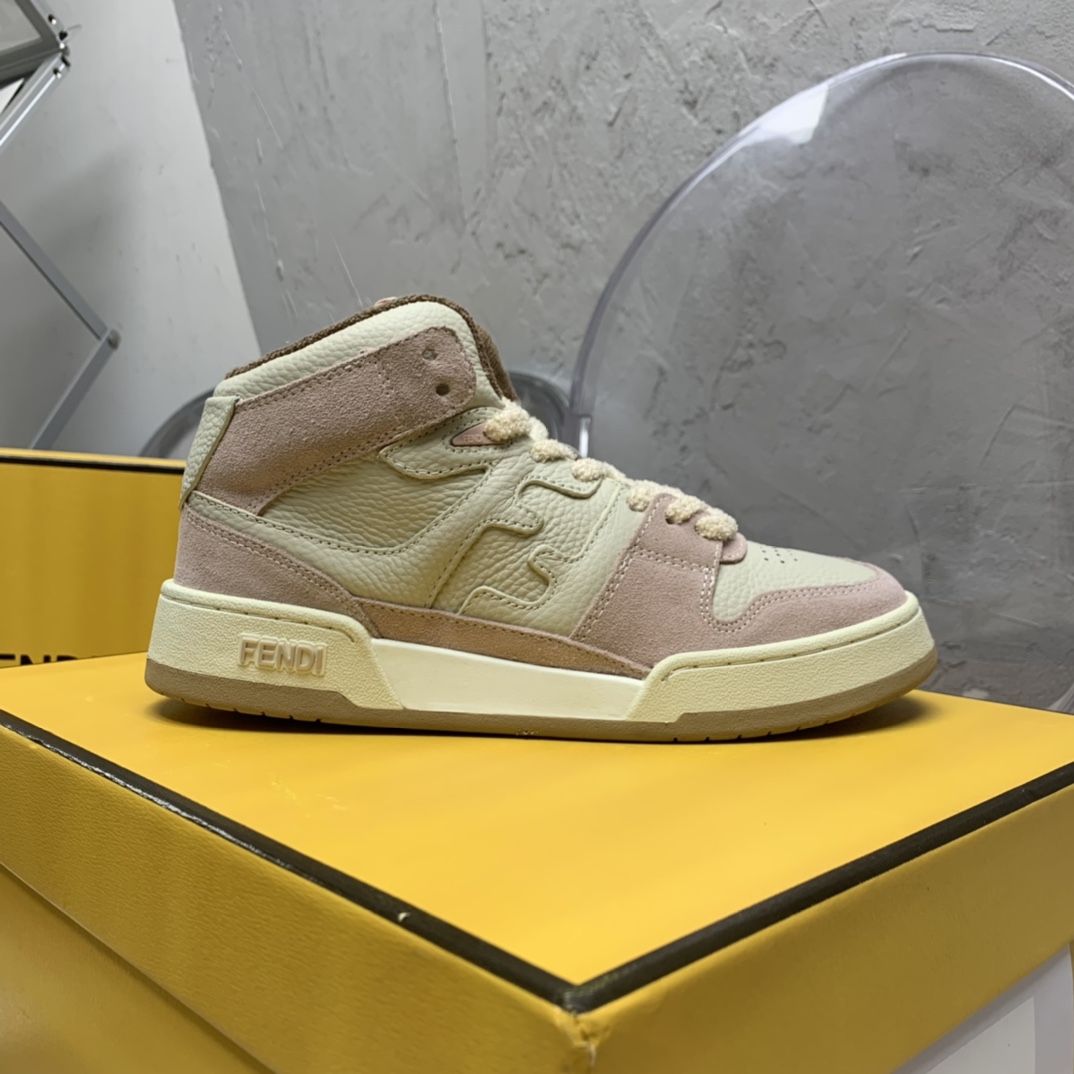 Fendi Match Black Leather High-Tops - DopestKickz