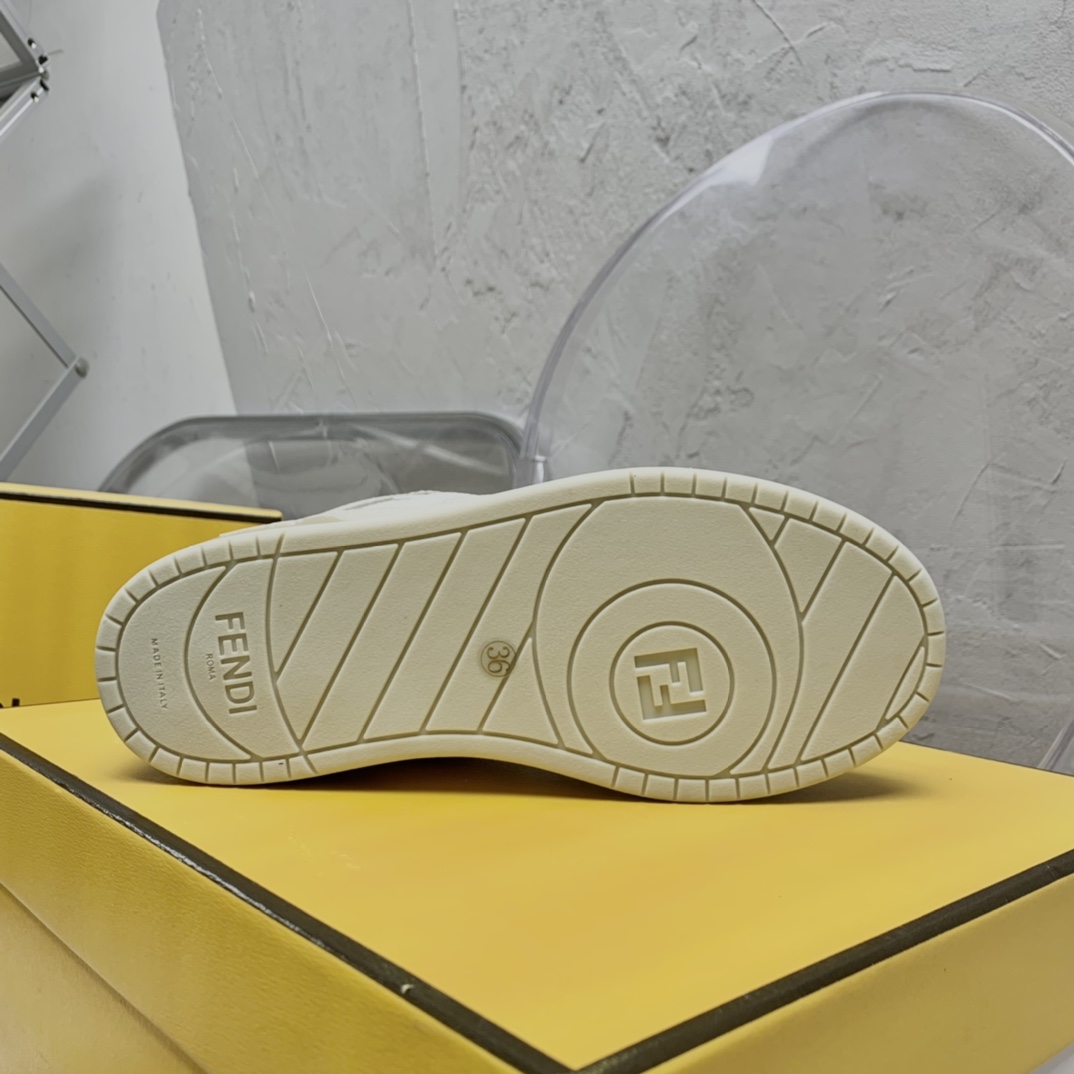 Fendi Match White Leather High-Tops - DopestKickz