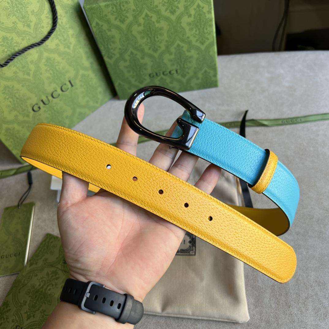 Gucci Two-Tone Belt With G Buckle - DopestKickz