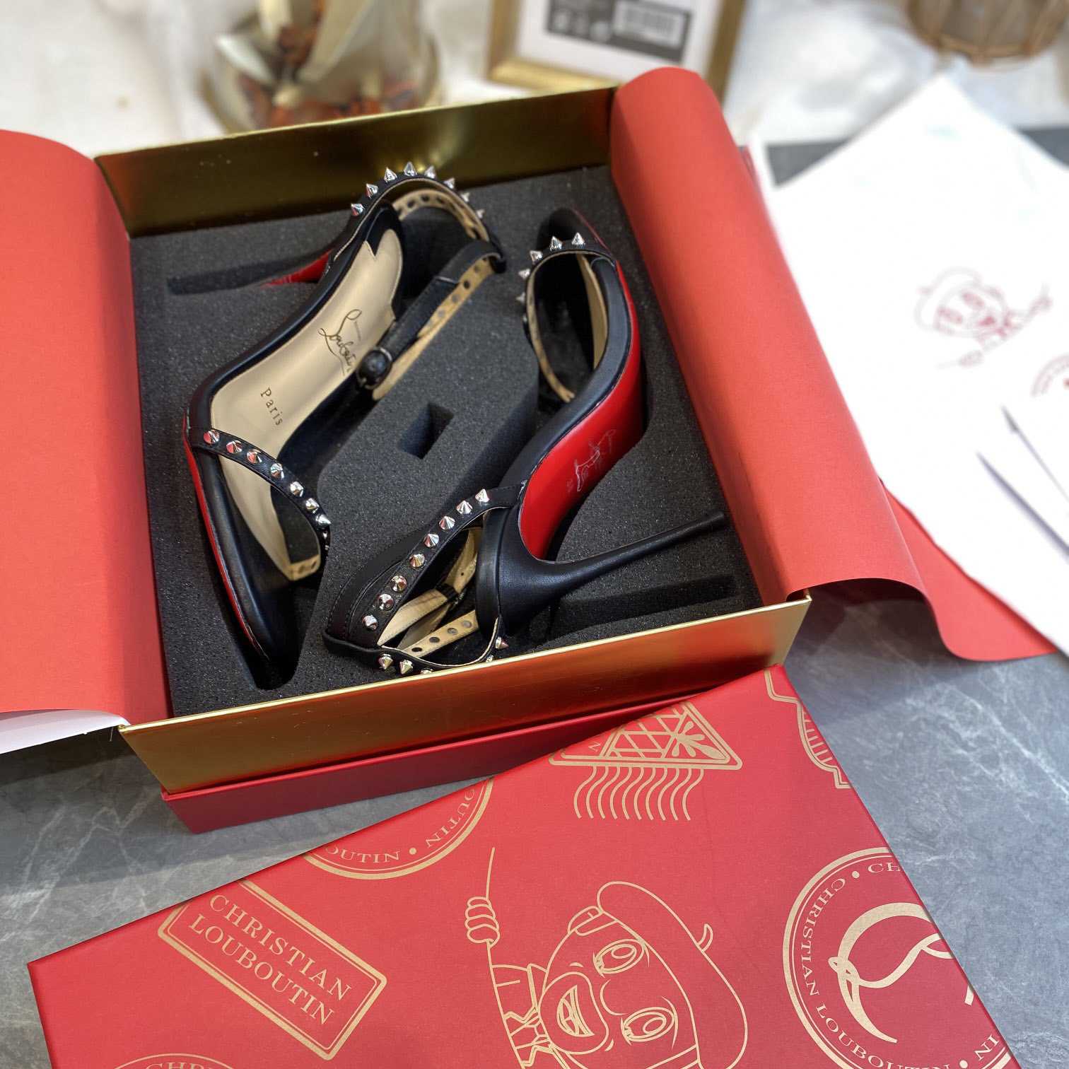Christian Louboutin So Me Spike 70 Leather Sandals - DopestKickz