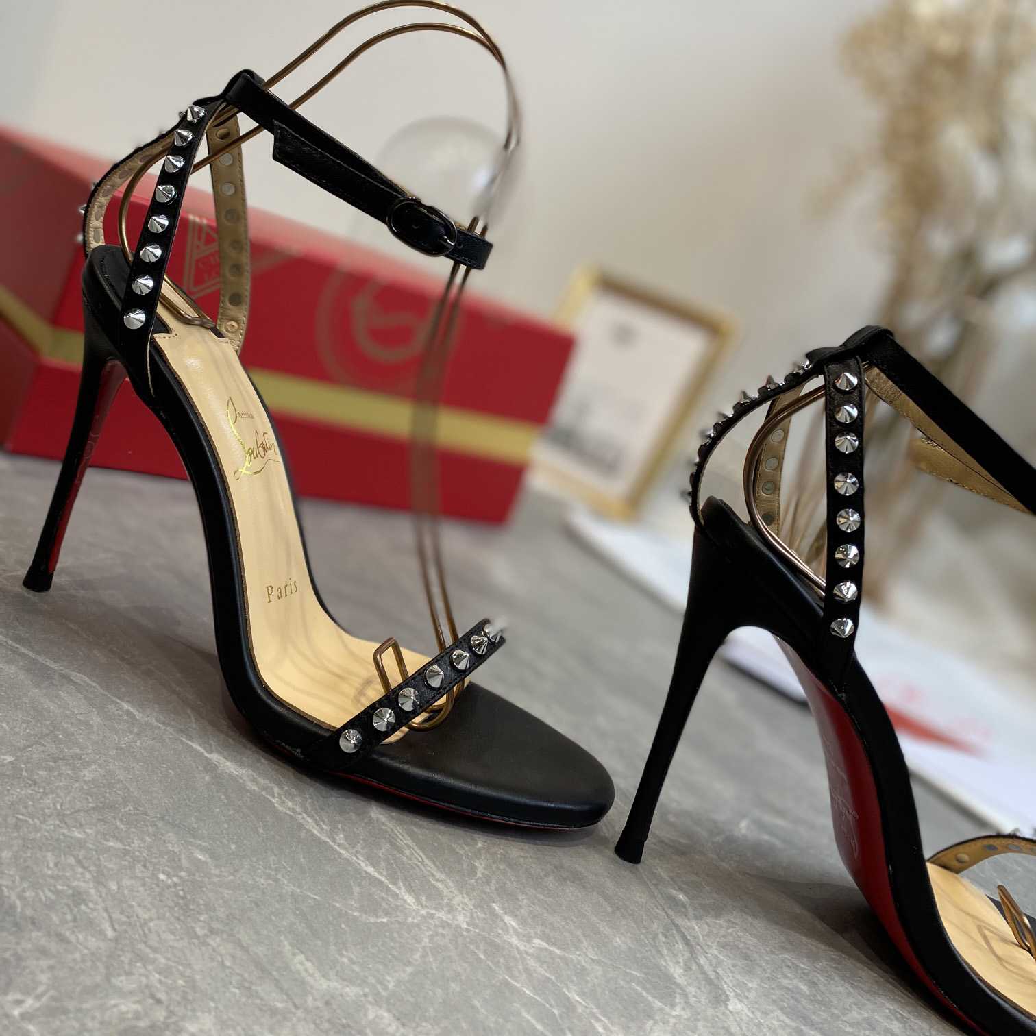 Christian Louboutin So Me Spike 70 Leather Sandals - DopestKickz