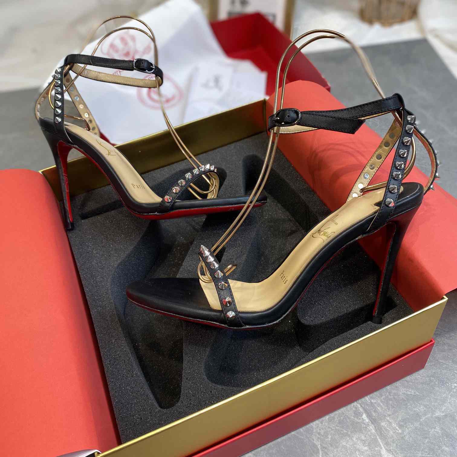 Christian Louboutin So Me Spike 70 Leather Sandals - DopestKickz