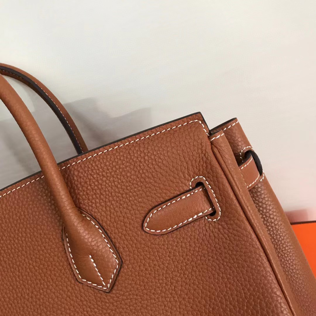 Hermes Birkin 30 Fjord Leather Gold Handbag （30-22-16CM） - DopestKickz