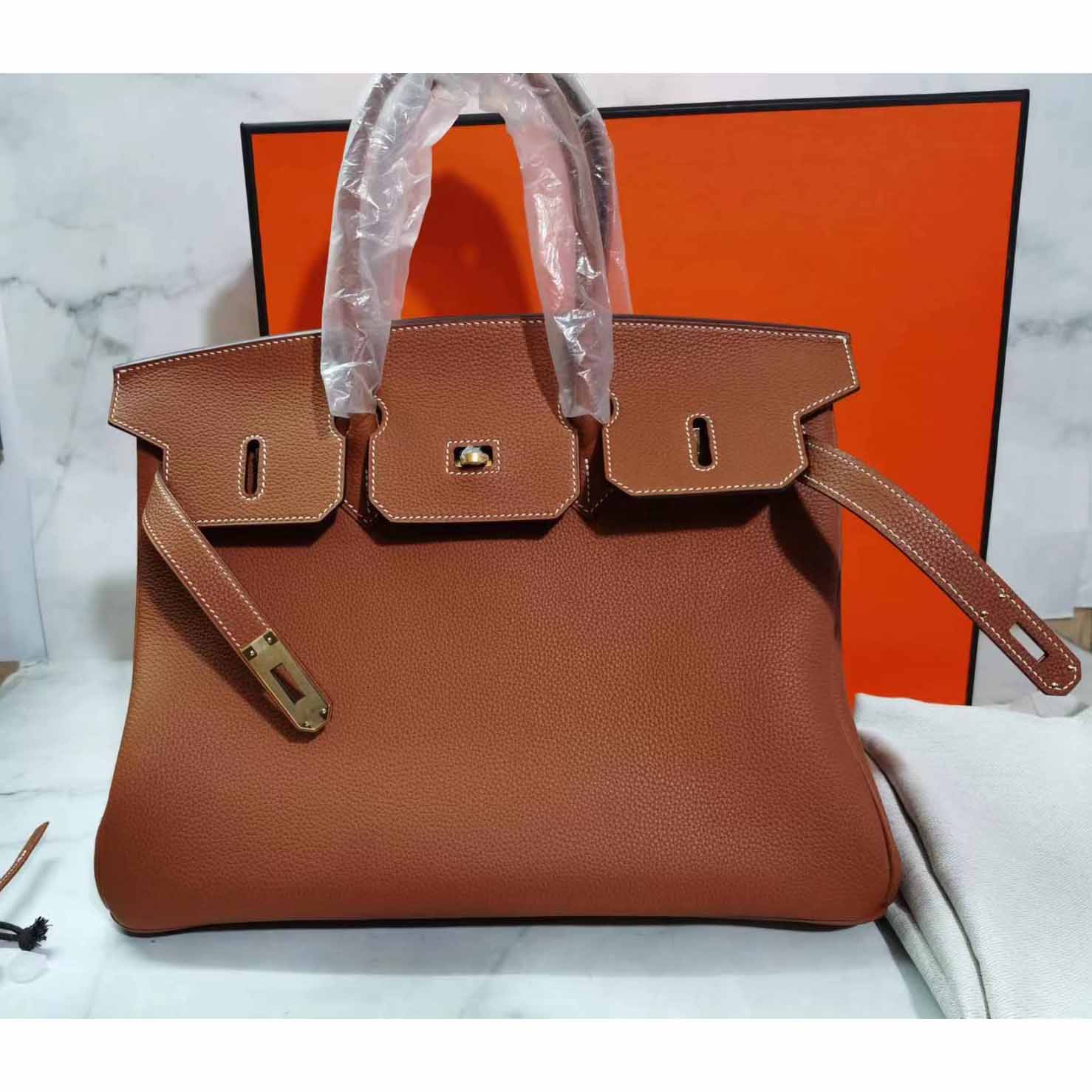 Hermes Birkin 30 Fjord Leather Gold Handbag （30-22-16CM） - DopestKickz