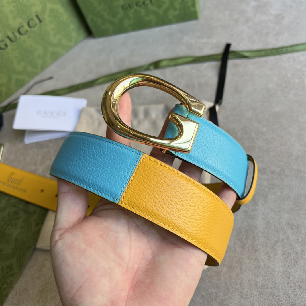 Gucci Two-Tone Belt With G Buckle - DopestKickz