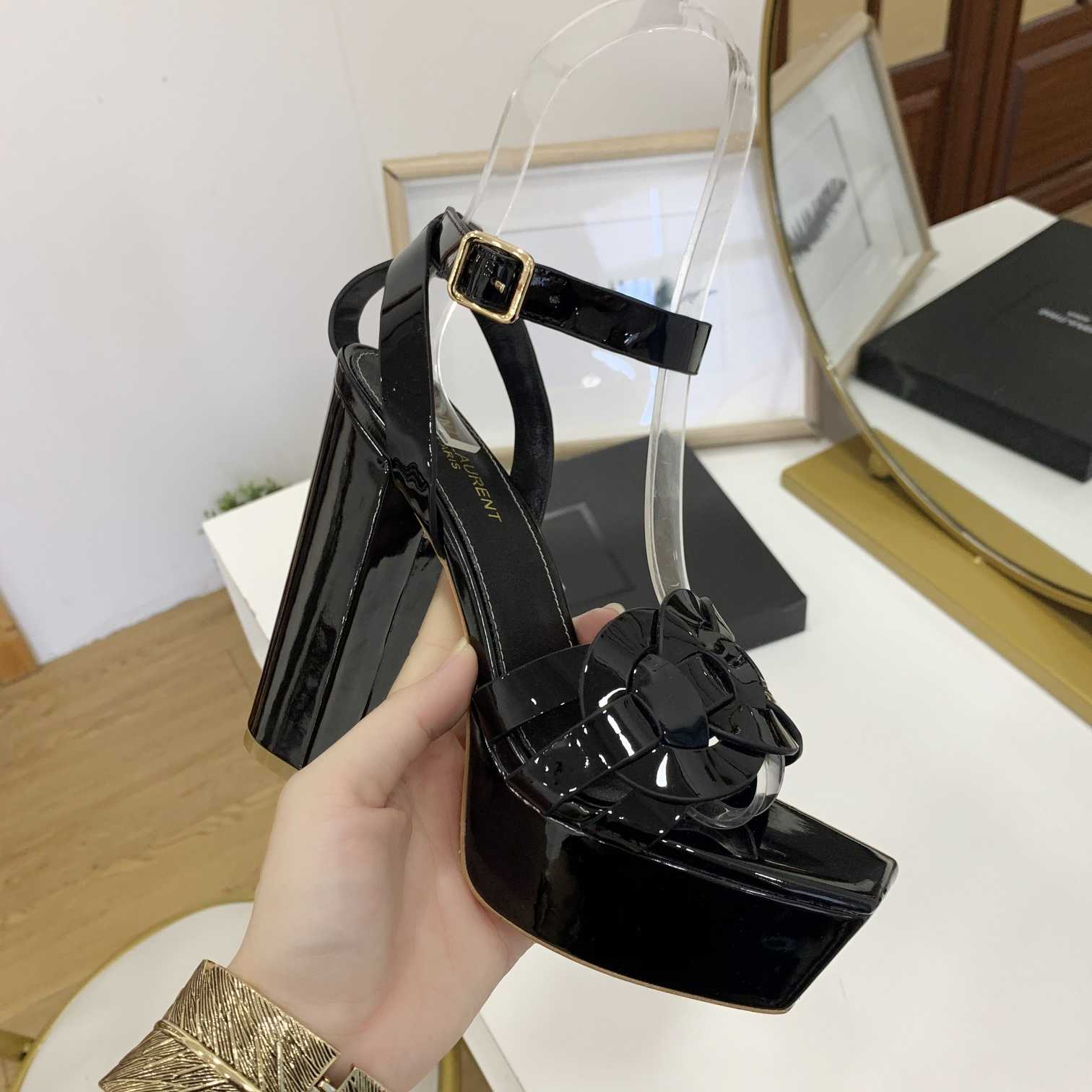 Saint Laurent Patent Leather Sandals - DopestKickz