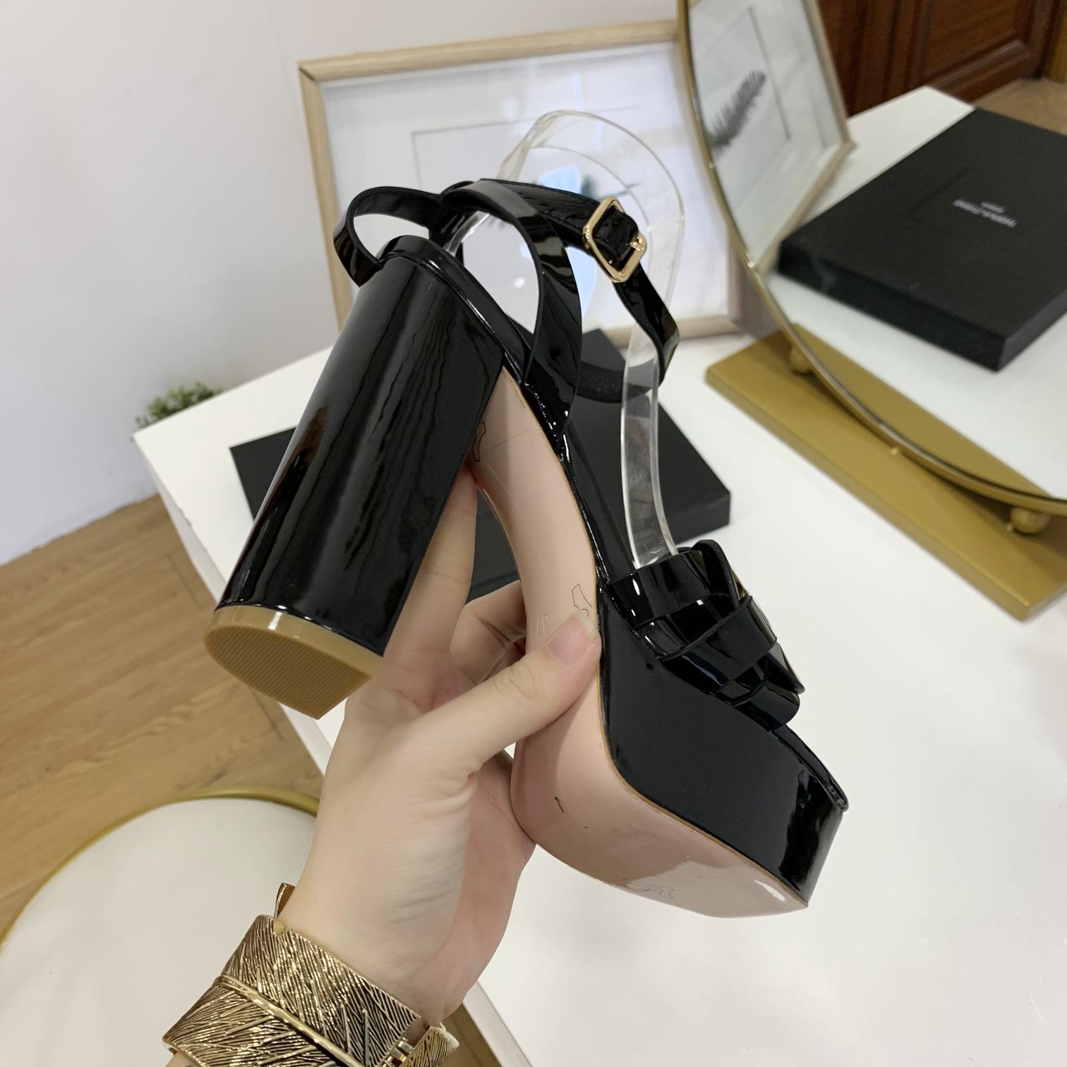 Saint Laurent Patent Leather Sandals - DopestKickz