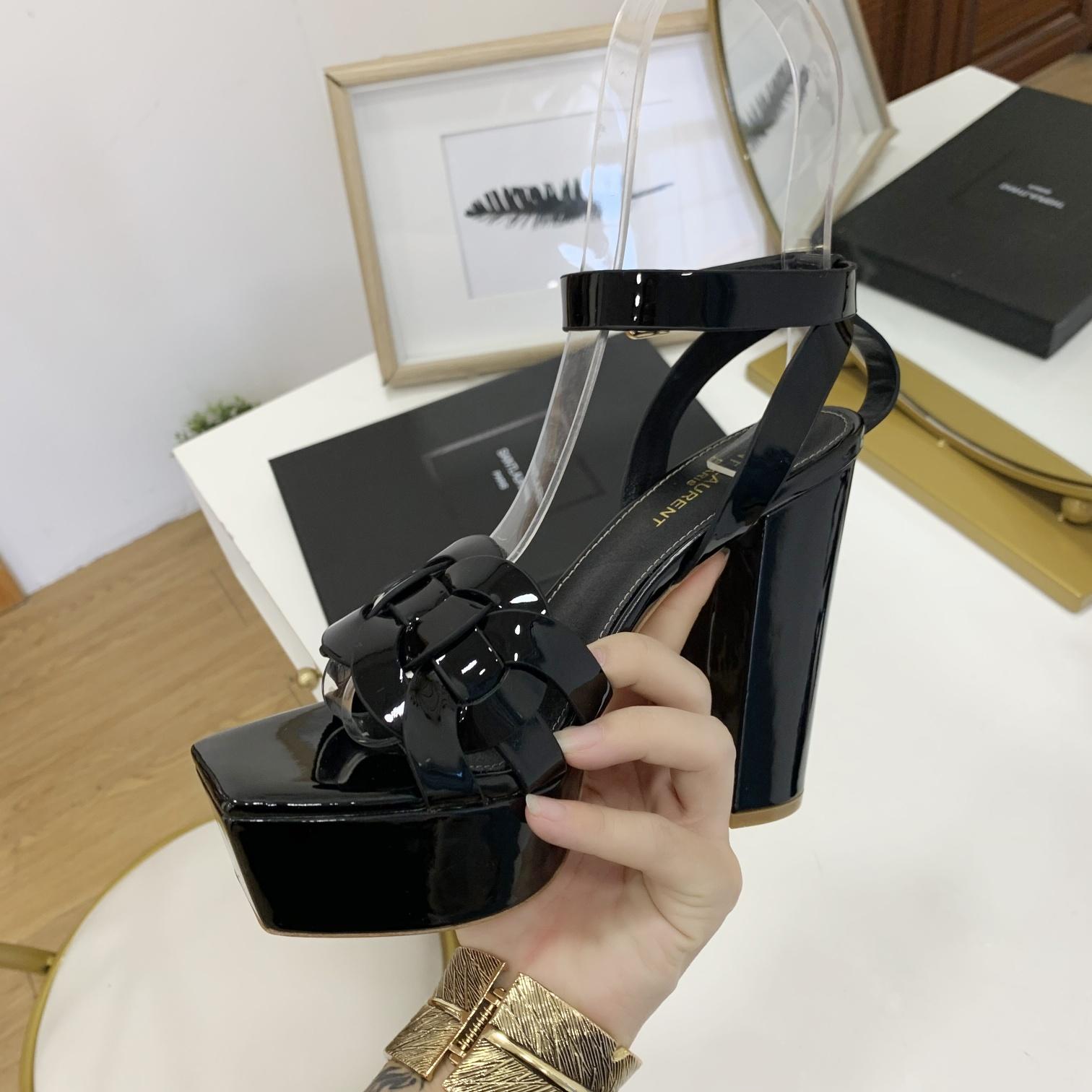 Saint Laurent Patent Leather Sandals - DopestKickz