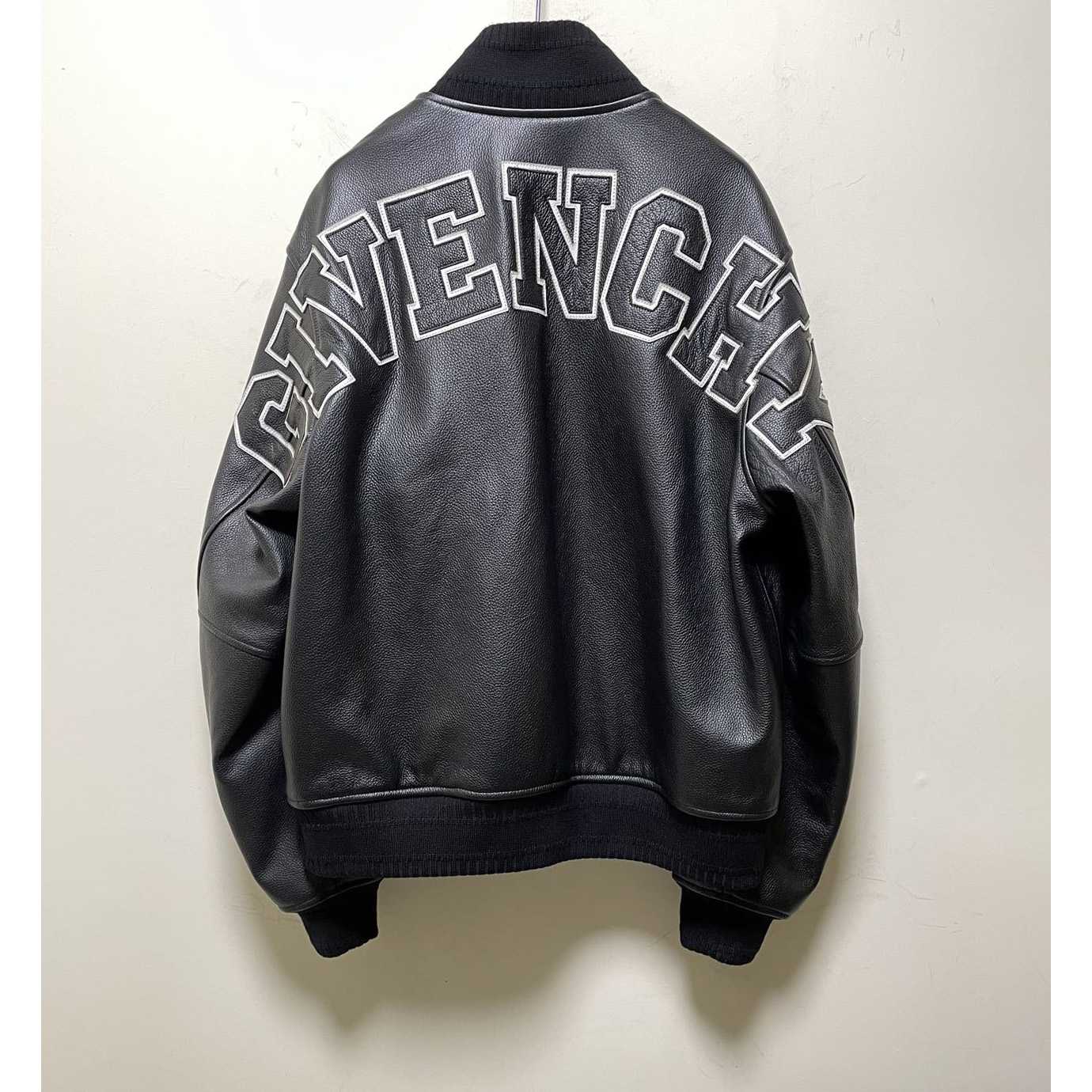 Givenchy Logo Leather Bomber Jacket In Black - DopestKickz