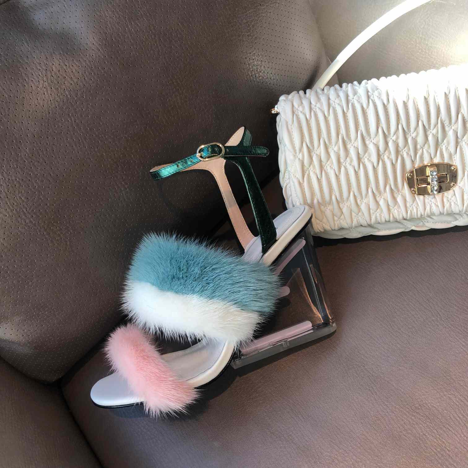 Fendi First Pink Mink High-Heeled Sandals - DopestKickz