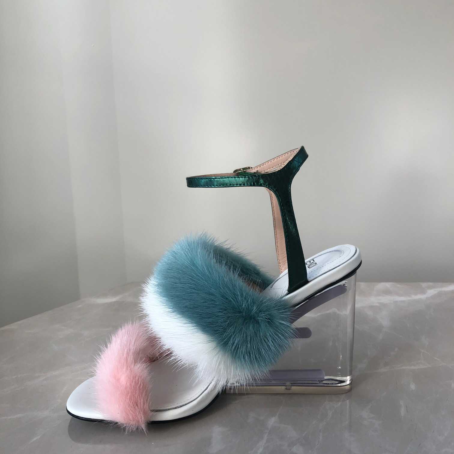 Fendi First Pink Mink High-Heeled Sandals - DopestKickz