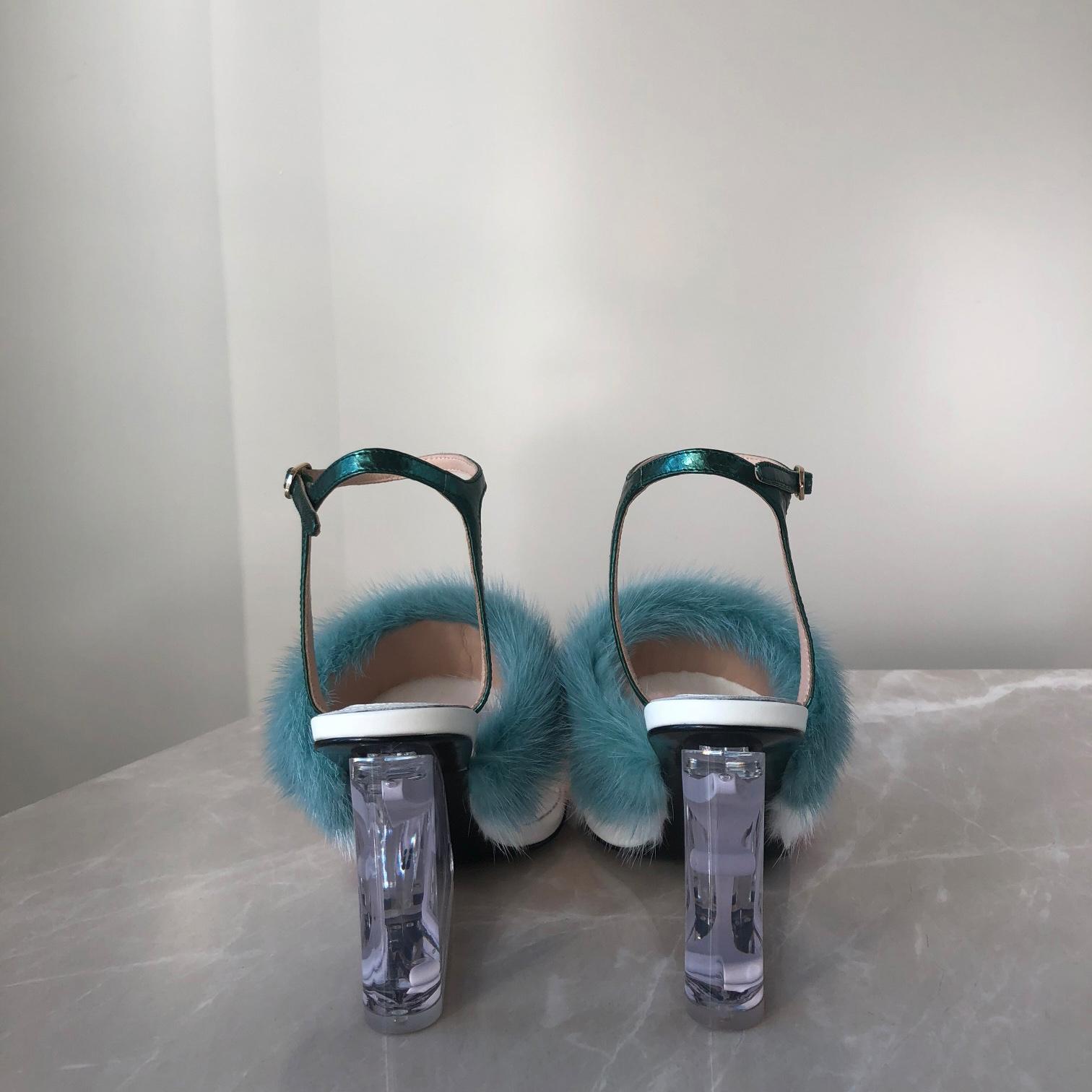 Fendi First Pink Mink High-Heeled Sandals - DopestKickz