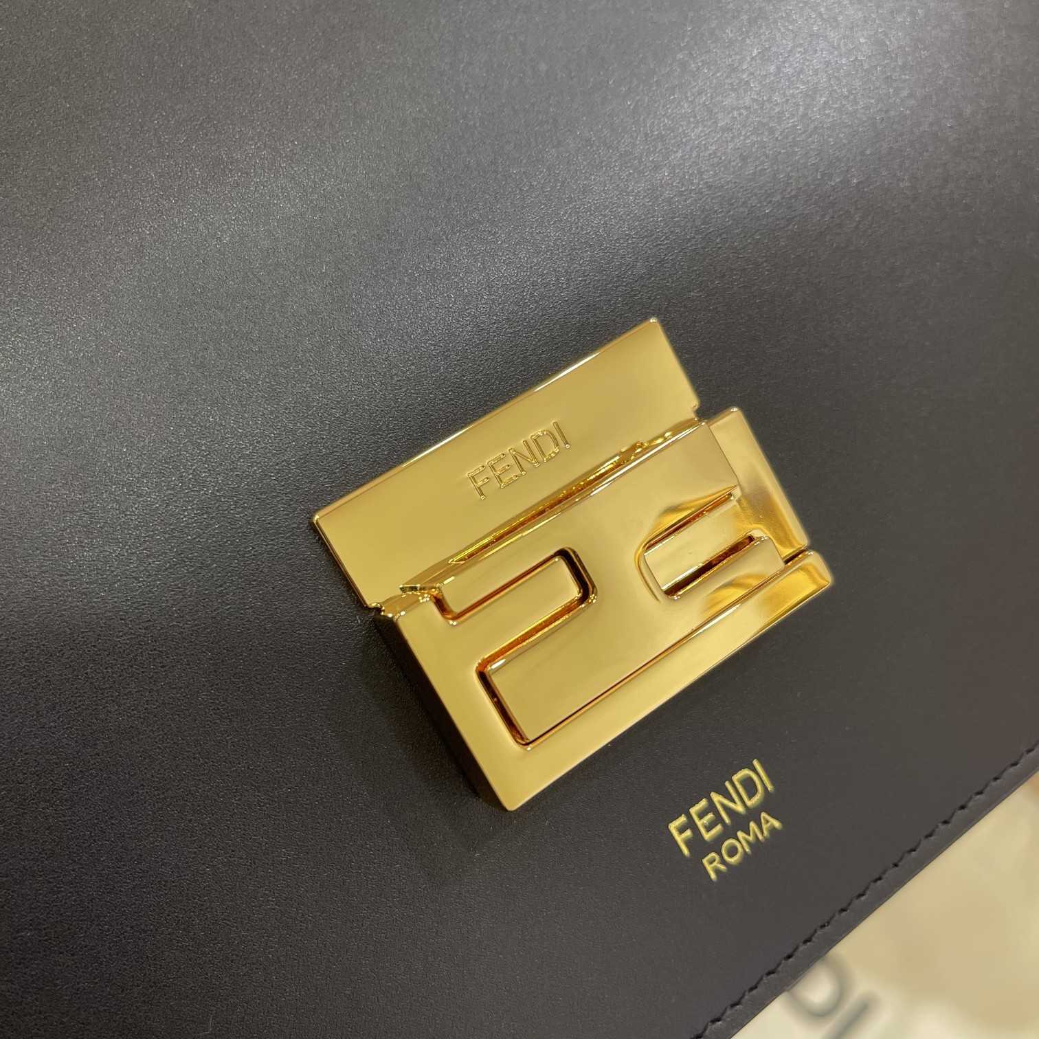 Fendi Kan I Black Leather Bag (25-17-10cm)   - DopestKickz
