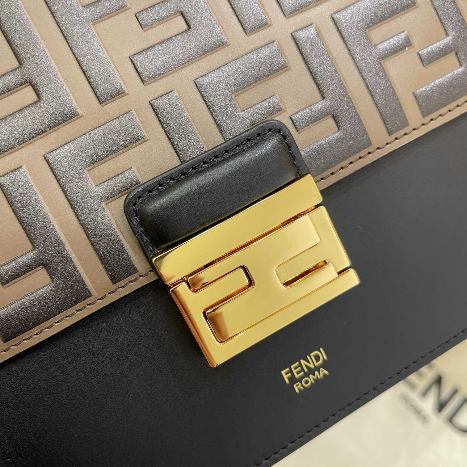 Fendi Kan I Black Leather Bag (25-17-10cm)   - DopestKickz
