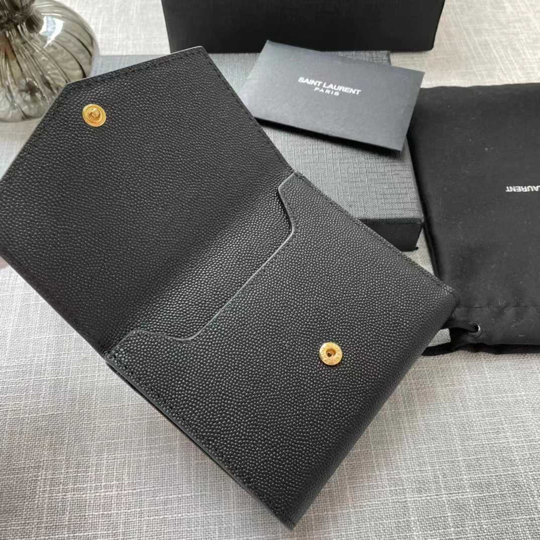 Saint Laurent Uptown Compact Wallet In Grain De Poudre Embossed Leather(12-10-3cm) - DopestKickz