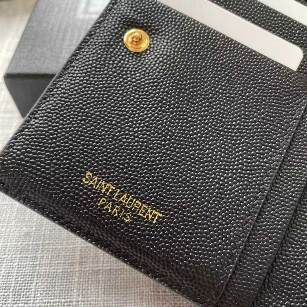Saint Laurent Uptown Compact Wallet In Grain De Poudre Embossed Leather(12-10-3cm) - DopestKickz
