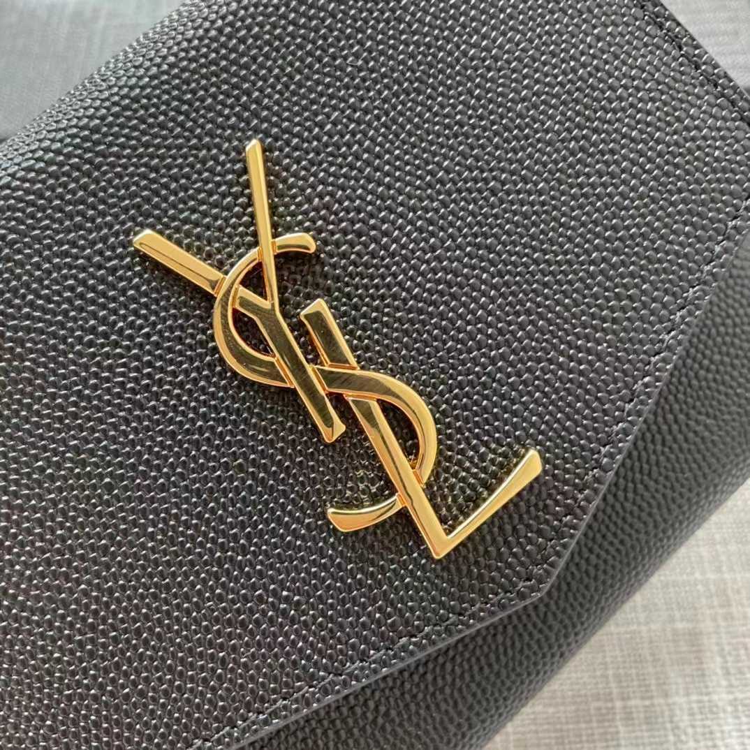 Saint Laurent Uptown Compact Wallet In Grain De Poudre Embossed Leather(12-10-3cm) - DopestKickz