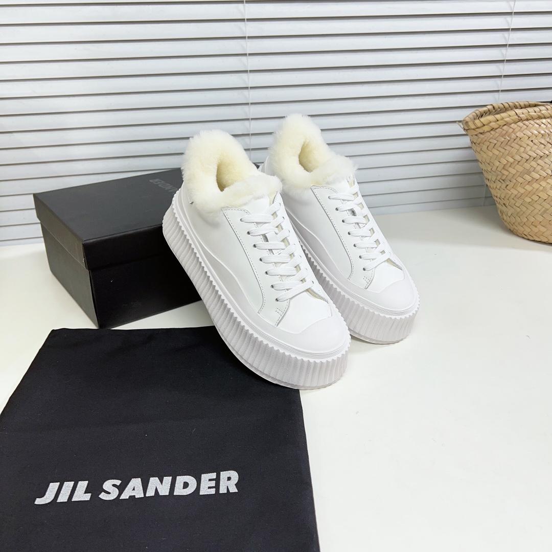JIl Sander Leather Sneakers With Vulcanized Rubber Sole - DopestKickz