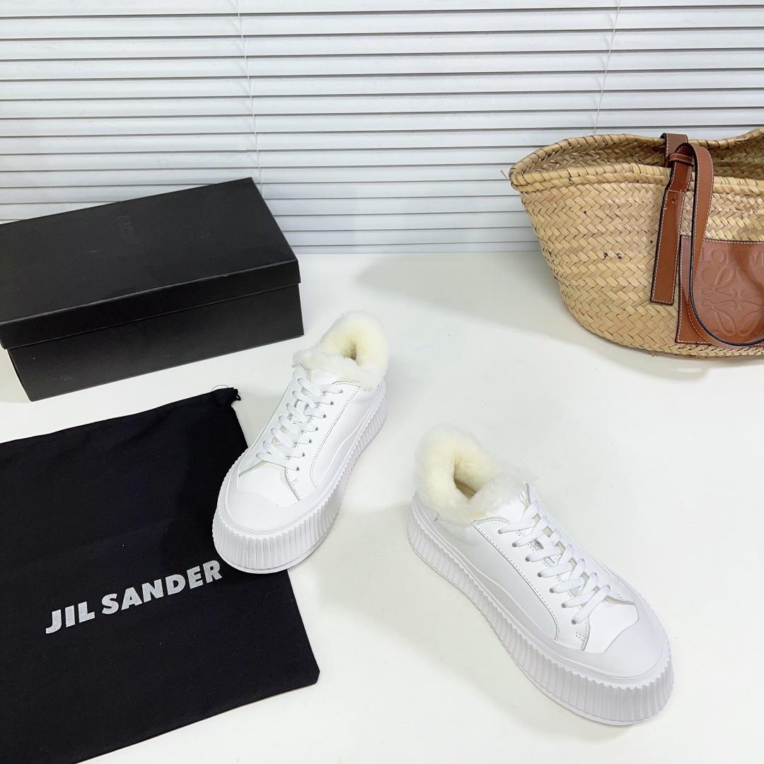JIl Sander Leather Sneakers With Vulcanized Rubber Sole - DopestKickz