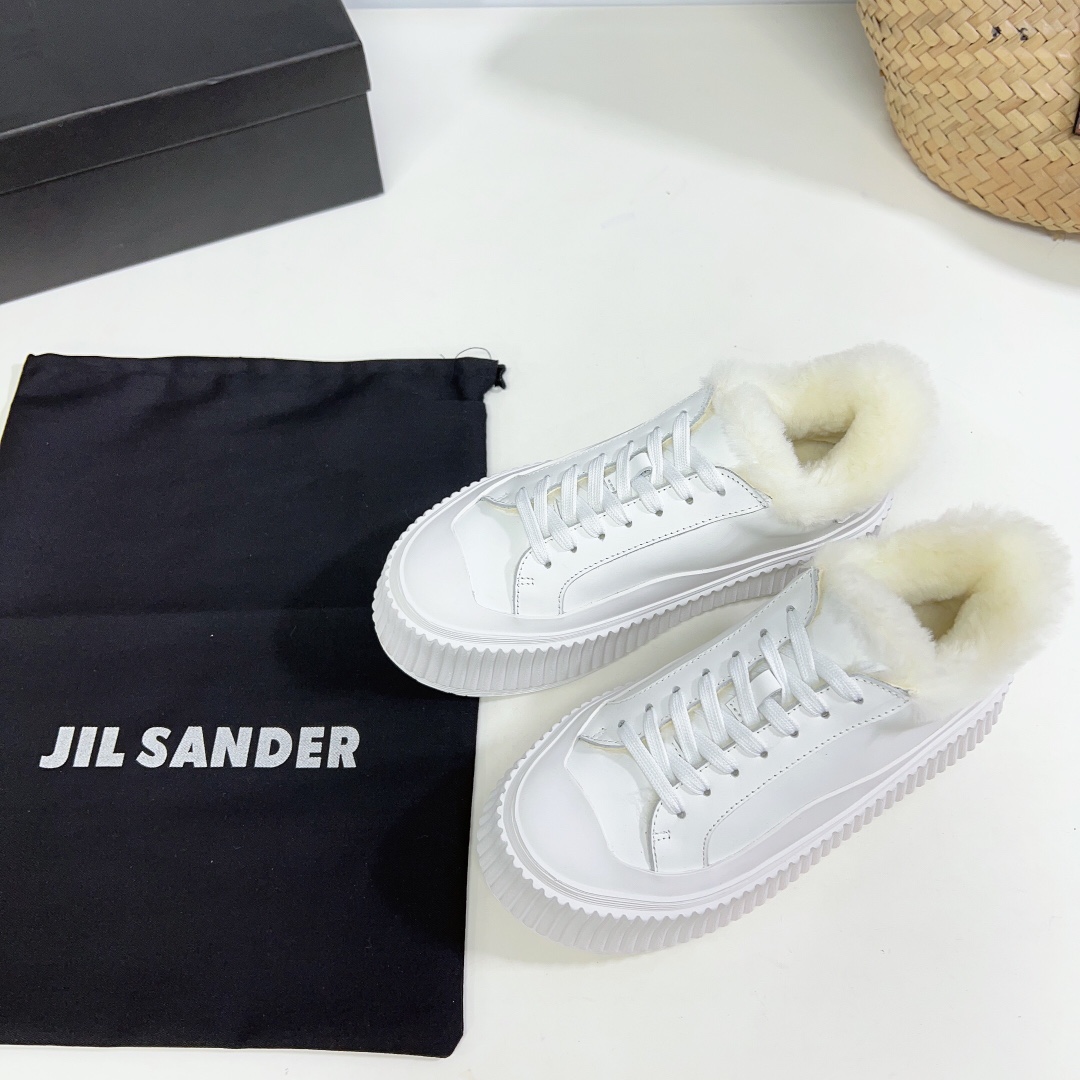 JIl Sander Leather Sneakers With Vulcanized Rubber Sole - DopestKickz