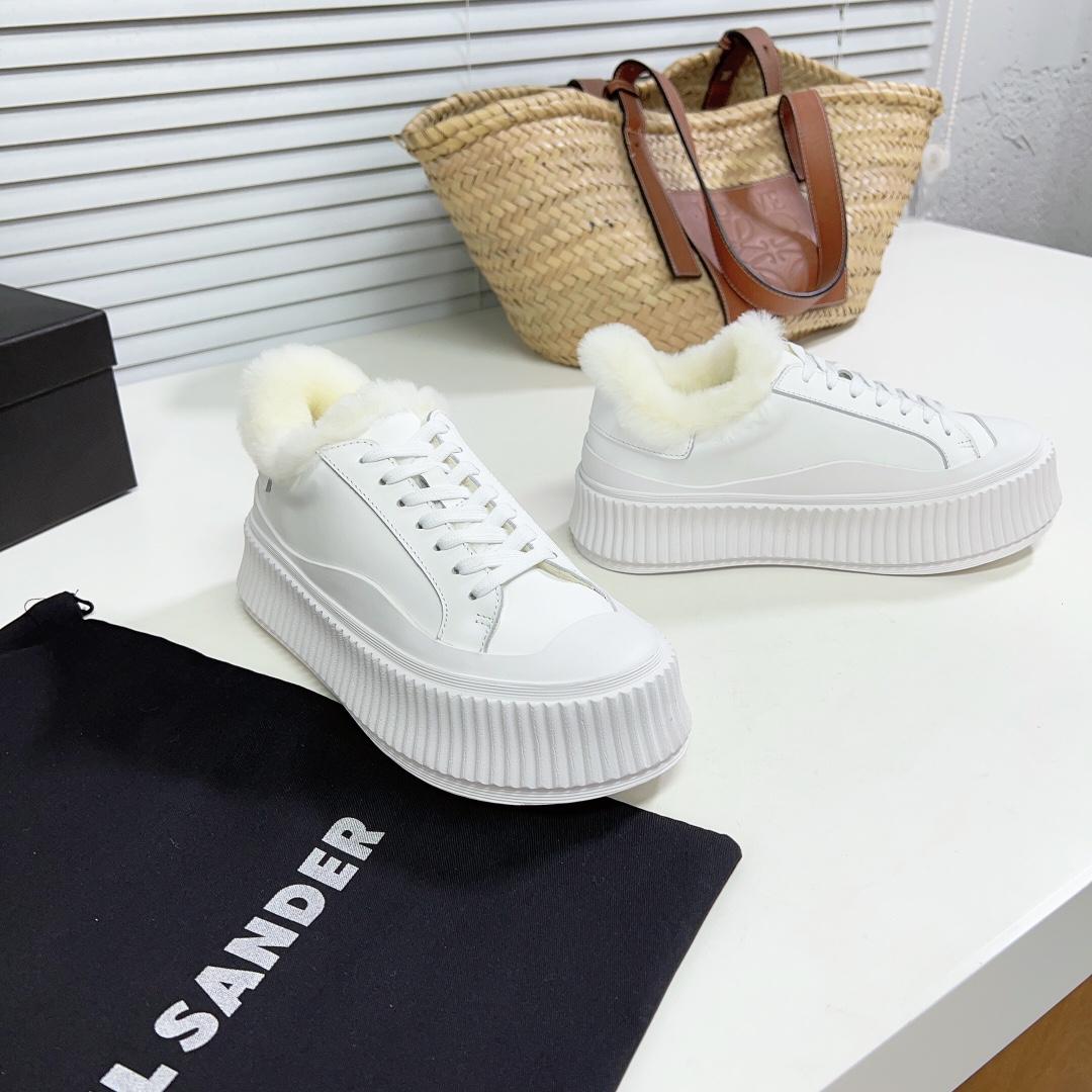 JIl Sander Leather Sneakers With Vulcanized Rubber Sole - DopestKickz