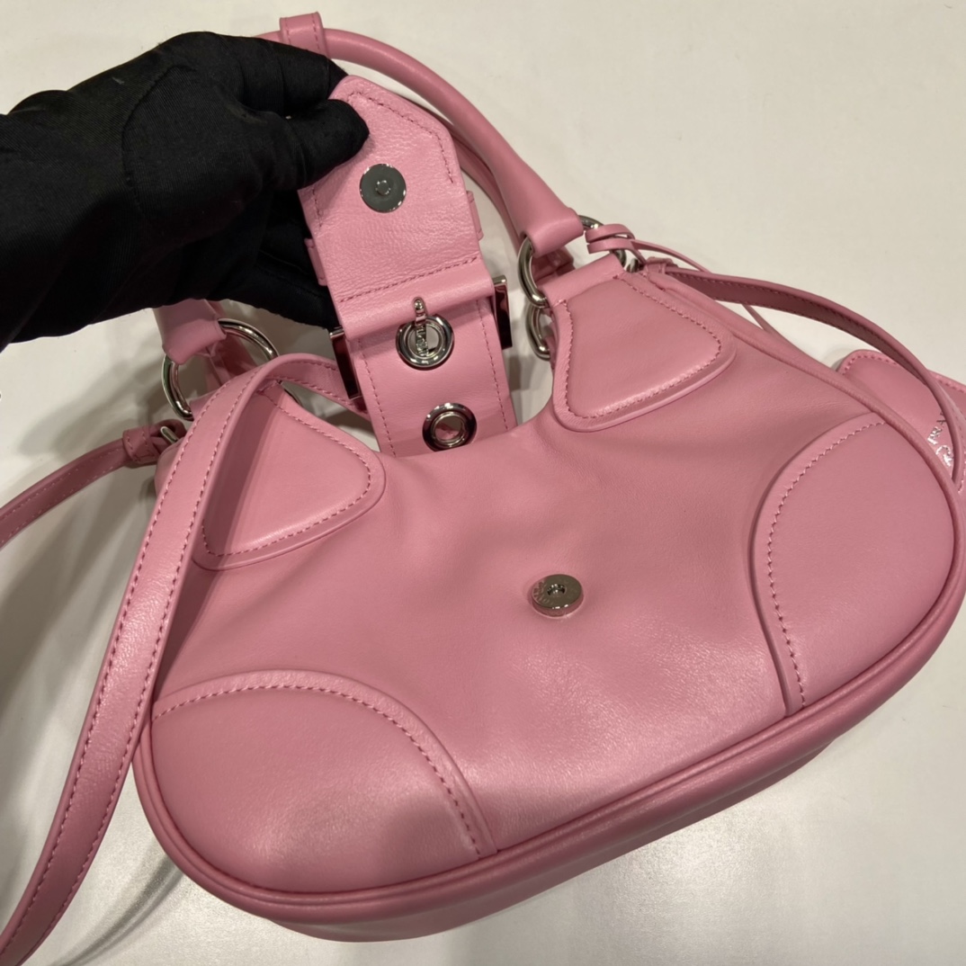 Prada Moon Re-Nylon And Leather Bag(22.5-16-7.5cm) - DopestKickz
