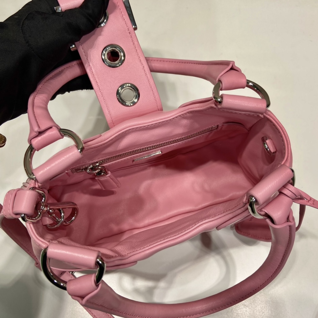 Prada Moon Re-Nylon And Leather Bag(22.5-16-7.5cm) - DopestKickz