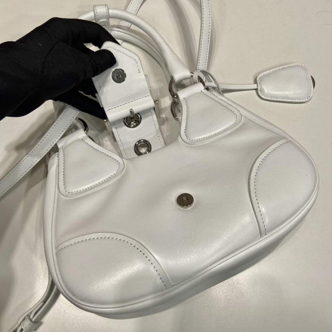 Prada Moon Re-Nylon And Leather Bag(22.5-16-7.5cm) - DopestKickz