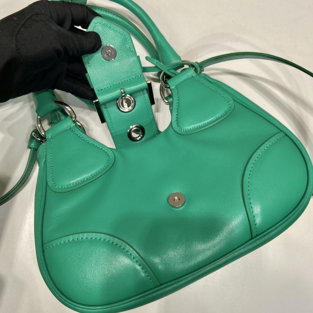 Prada Moon Re-Nylon And Leather Bag(22.5-16-7.5cm) - DopestKickz