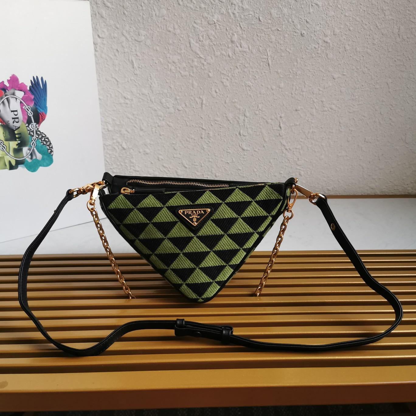 Prada Symbole Leather And Fabric Mini Bag(26-16-13cm) - DopestKickz