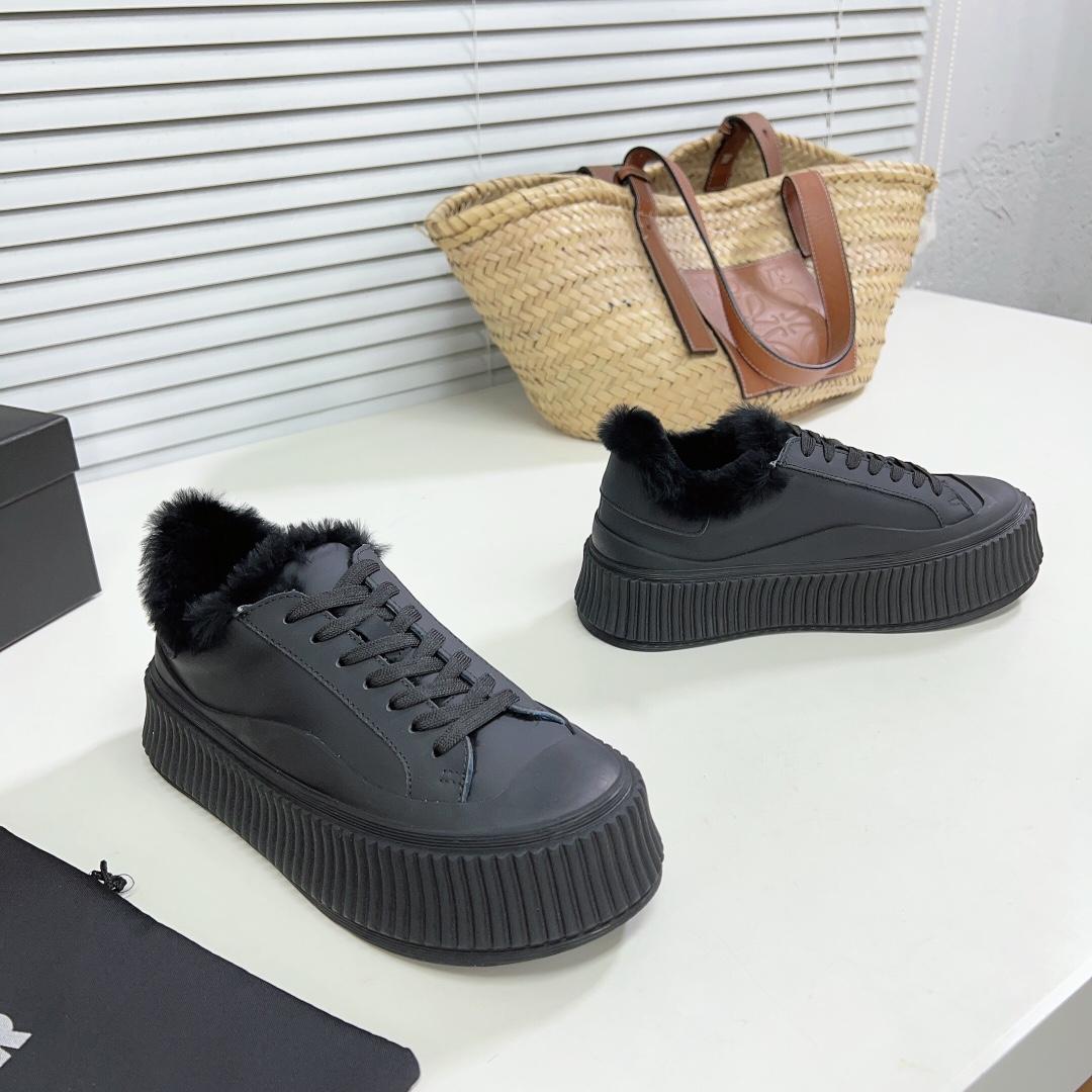 JIl Sander Leather Sneakers With Vulcanized Rubber Sole - DopestKickz