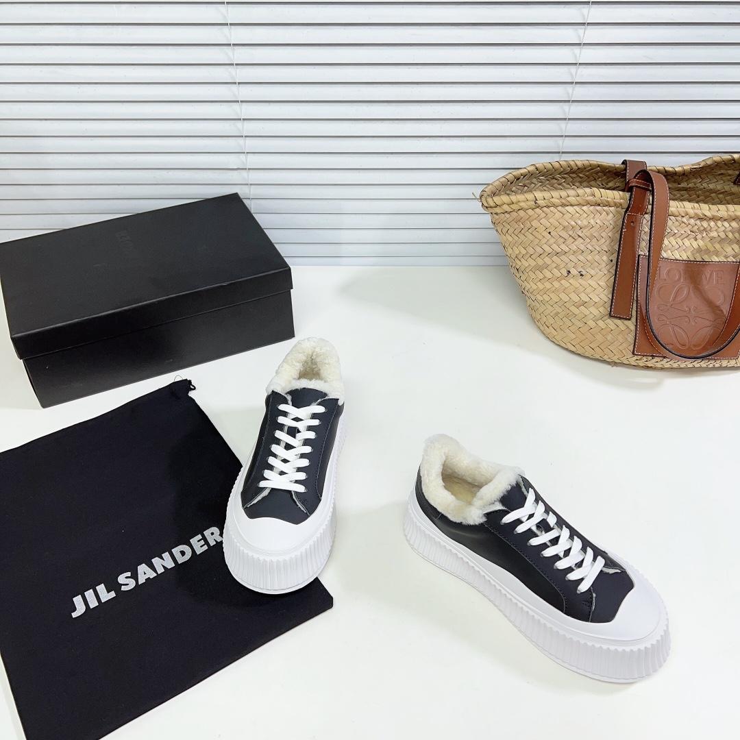 JIl Sander Leather Sneakers With Vulcanized Rubber Sole - DopestKickz