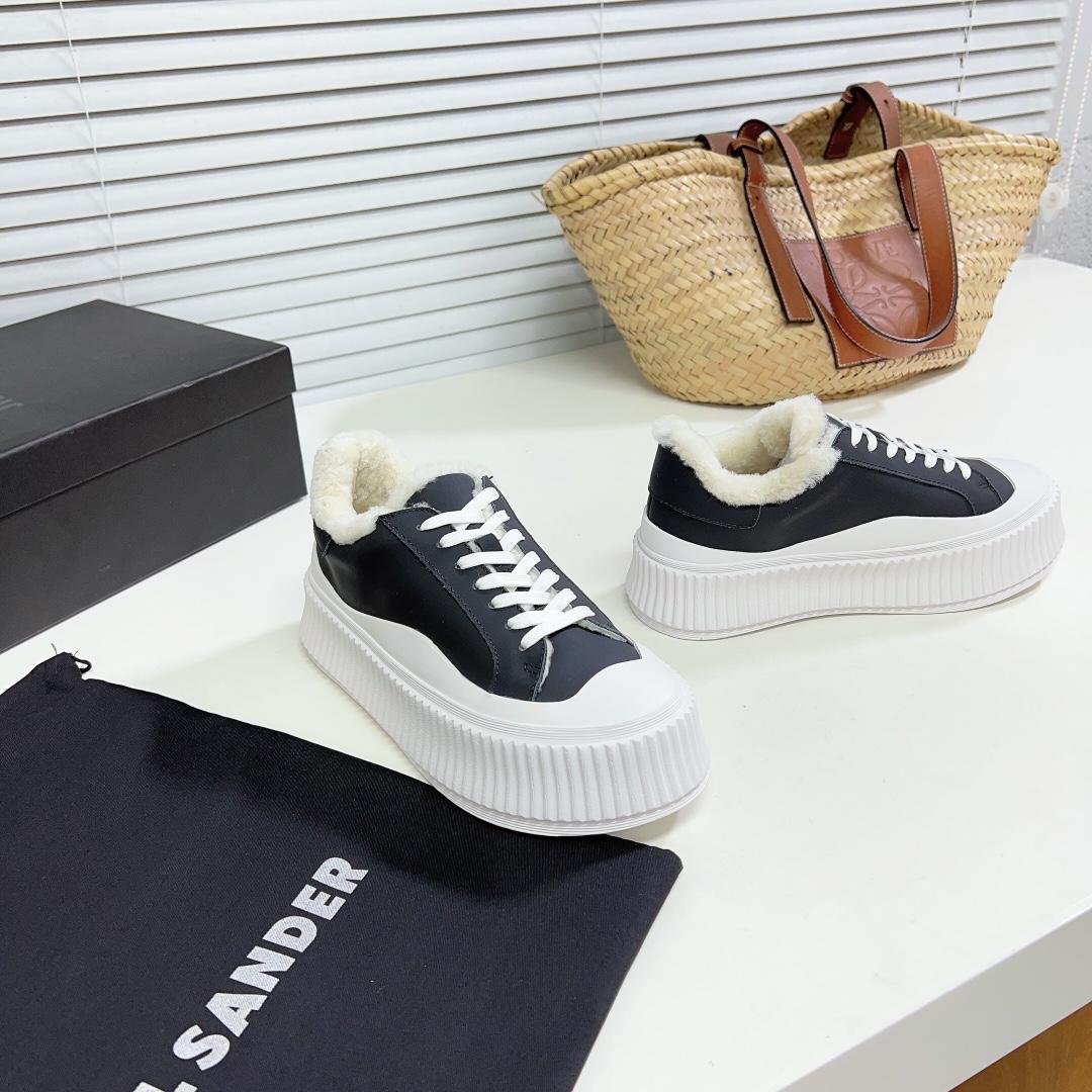JIl Sander Leather Sneakers With Vulcanized Rubber Sole - DopestKickz
